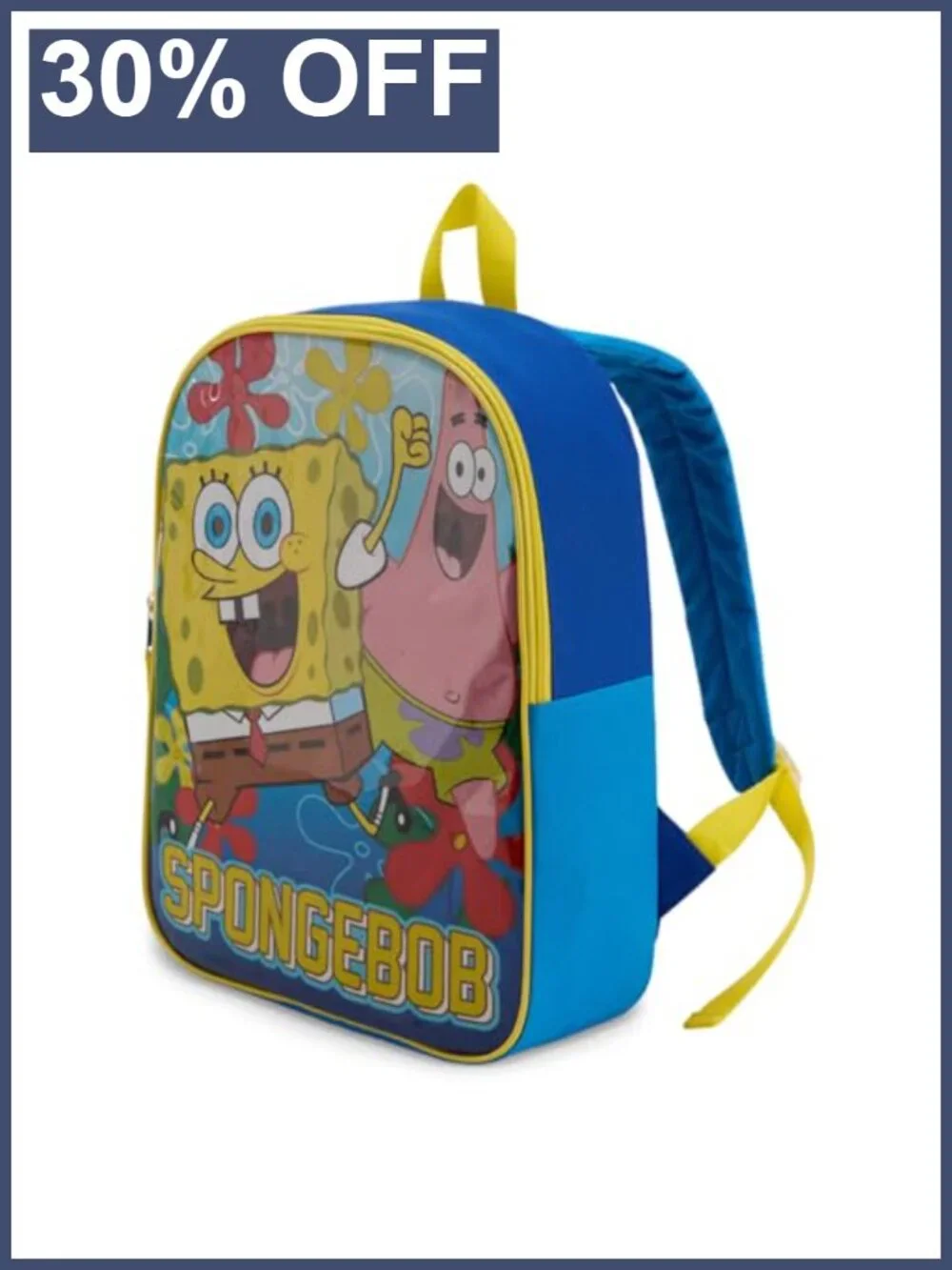 Toddler Spongebob Backpack Padded Straps Zip Compartment 15 Inch